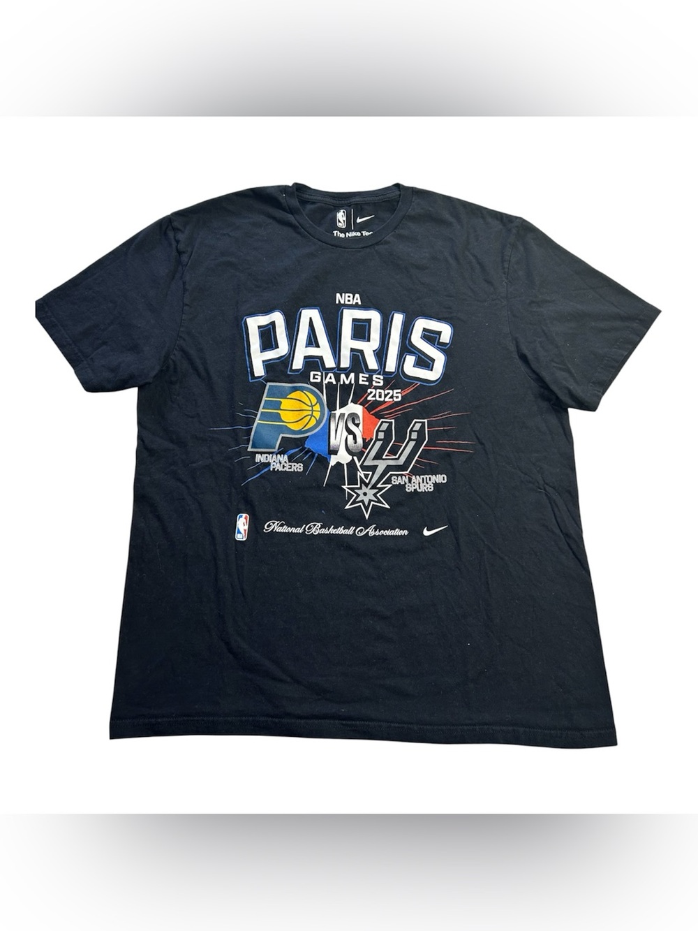 Nike NBA Paris Games 2025 Match Up T-Shirt San Antonio Spurs Indiana Pacers sz L